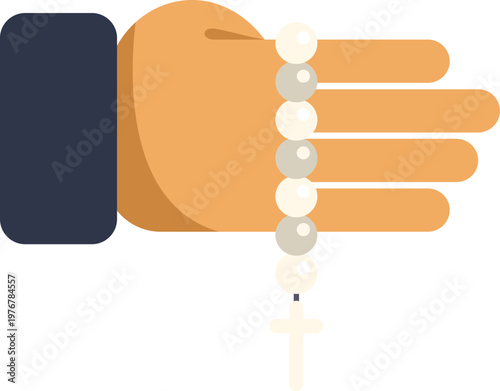 Hand holding a rosary with beads and a cross for prayer and spirituality
