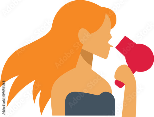 Woman using a hair dryer for personal hygiene and hair care