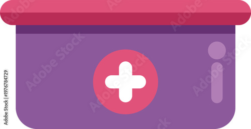 First aid kit medical box with a cross and an exclamation mark, representing healthcare
