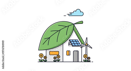 Eco friendly house with solar panel.