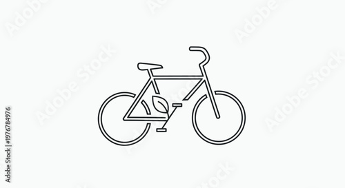 Bicycle Outline Simple Line Drawing.