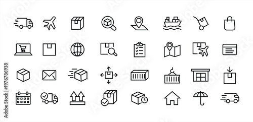 Collection of shipping route icons. Collection of shipping icons. Vector illustration.