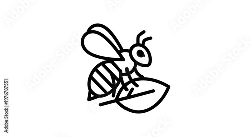 A cartoon bee on a leaf.