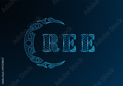 Low poly letter logo REE design. REE letter logo low poly vector design on blue color gradient background. REE logo low poly design