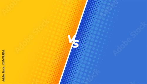 yellow and blue versus championship banner with halftone effect