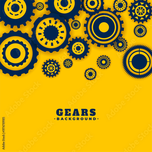 rack and pinion gearwheel yellow background design