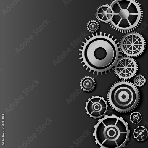 3d style cog and gear wheel dark background with text space