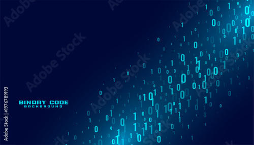 futuristic binary code tech concept background with light effect