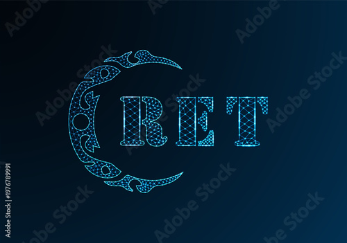 Low poly letter logo RET design. RET letter logo low poly vector design on blue color gradient background. RET logo low poly design