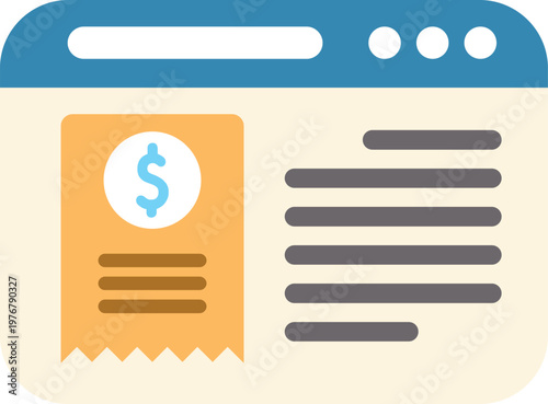 Browser window displaying a digital invoice indicating online financial transaction