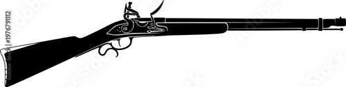 Silhouette of a classic flintlock rifle isolated on white background
