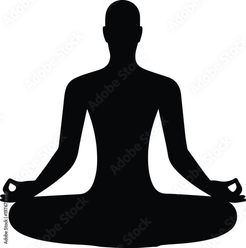 Yoga Meditation Silhouette – Mindfulness, Relaxation, and Wellness Icon .


