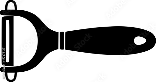 Black silhouette of a vegetable peeler on a isolated on white background
