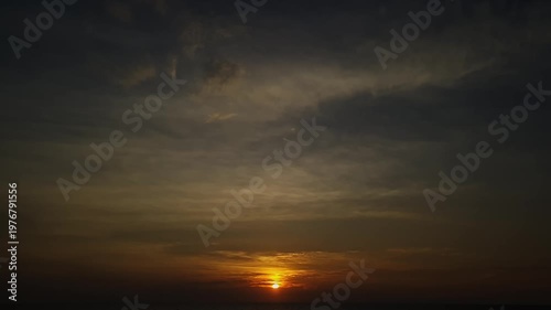 Beautiful Golden Sunset Over the Ocean Creating a Calm and Peaceful Evening Seascape