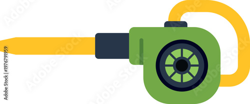 Green and yellow leaf blower providing outdoor cleaning for garden maintenance