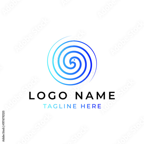 Spiral Bird Logo design vector