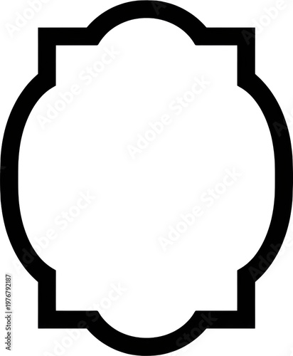 A decorative ornamental frame shape featuring a distinct quatrefoil inspired artistic outline isolated on transparent background