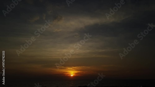 Beautiful Golden Sunset Over the Ocean Creating a Calm and Peaceful Evening Seascape