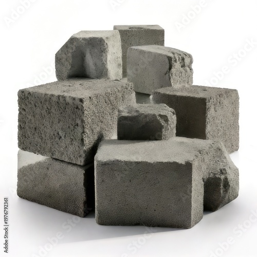 Gray concrete blocks stacked randomly
