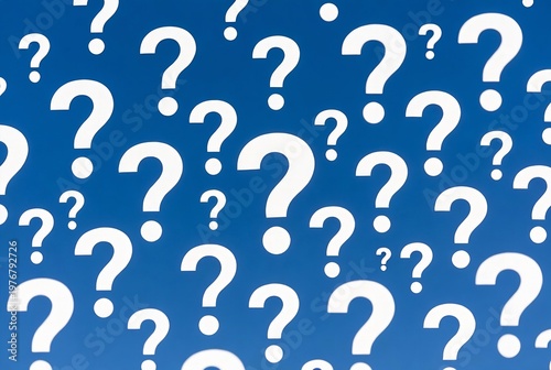 A background filled with question marks.