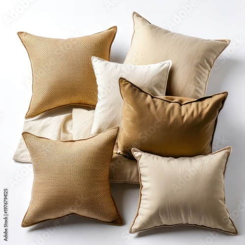 Assortment of pillows in various neutral colors