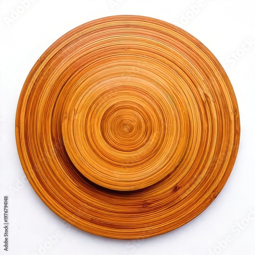 Circular layered wood tray on a white background