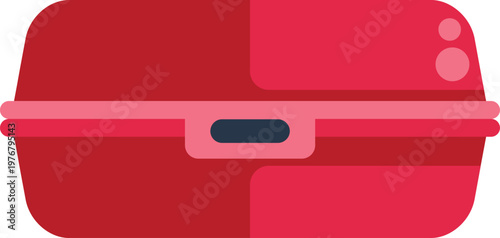 Bright red lunch box illustration showing a closed food storage container on white background
