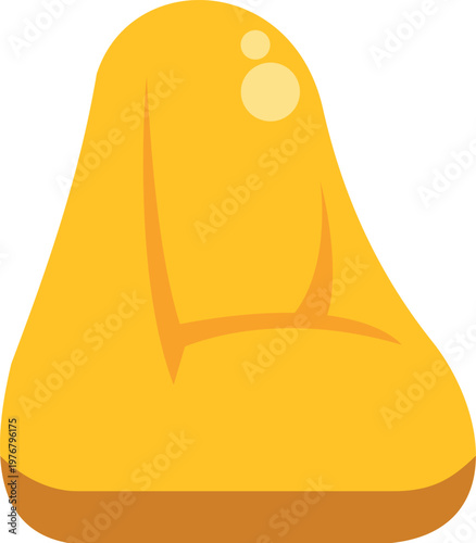 Simple illustration of a yellow bean bag chair with a smooth, modern and comfortable design