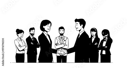 Close up business handshake partnership trust flat vector corporate agreement concept