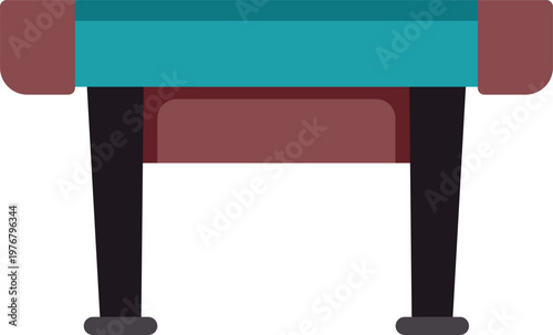 Minimalistic flat style illustration of a blue and brown pool table for recreation concept