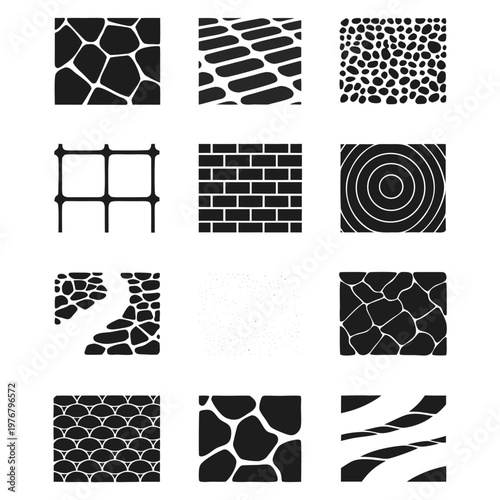 Abstract Ground Texture Collection – Stone Path, Tile Grid, Pebble & Pavement Pattern Set