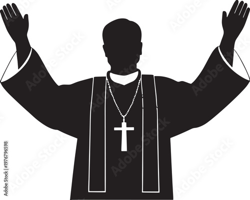 Priest Silhouette Icons – Religious, Christian, and Faith Symbol Designs .
