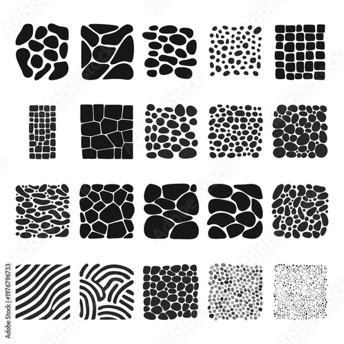 Abstract Ground Texture Collection – Stone Path, Tile Grid, Pebble & Pavement Pattern Set
