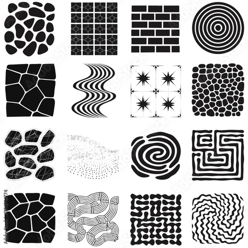 Abstract Ground Texture Collection – Stone Path, Tile Grid, Pebble & Pavement Pattern Set