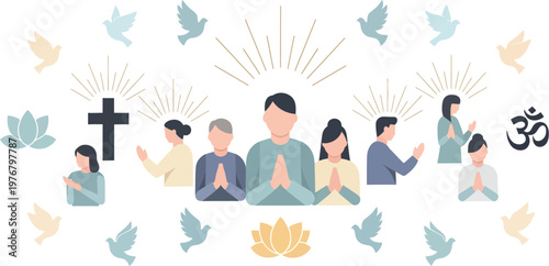 People from diverse backgrounds come together in unity to pray for global peace and mutual harmony.