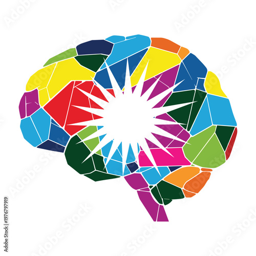 Colorful Geometric Brain with Starburst Center