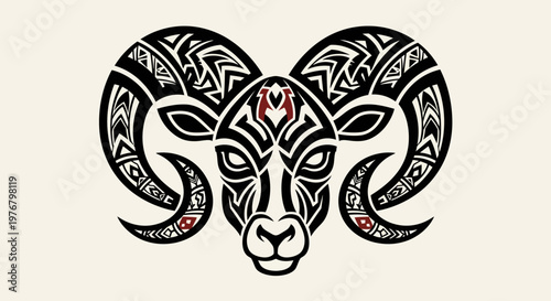 Tribal Ram Head Zodiac Sign Aries Tattoo Art