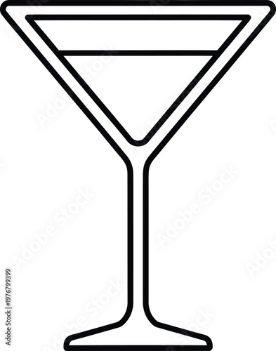 Martini glass icon, cocktail glass symbol, barware illustration, drinkware outline