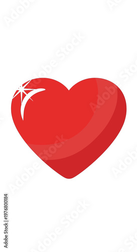 A vibrant, glossy red heart with a sparkling highlight, symbolizing love and affection.