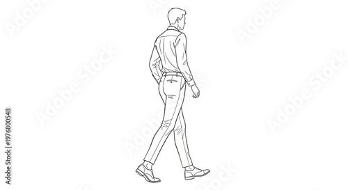 A man walking alone on a plain background.