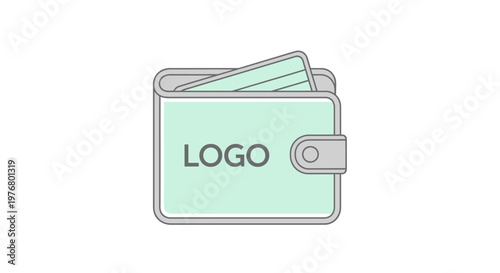 Open Wallet with Credit Card and Blank Logo Area - Flat Design