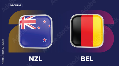 New Zealand and Belgium Flags Clash - Group G Football Competition 2026