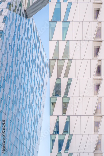 Abstract Geometric Architecture Of Modern White Buildings, Minimalist Design, Contemporary