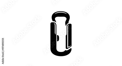 Black and white carabiner clip isolated on white background for design