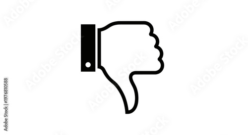 Black and white downward thumb icon illustrating negative feedback