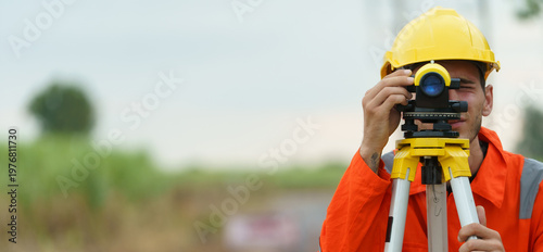 Принти на полотні Civil engineers are inspecting the completeness of the road construction at the wind farm