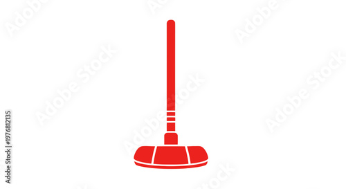 Red Toilet Plunger on White Background.
