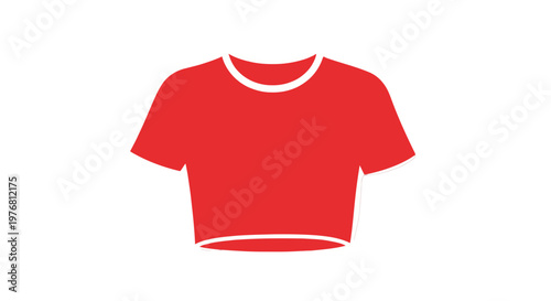 Red Cropped Short Sleeve T Shirt.