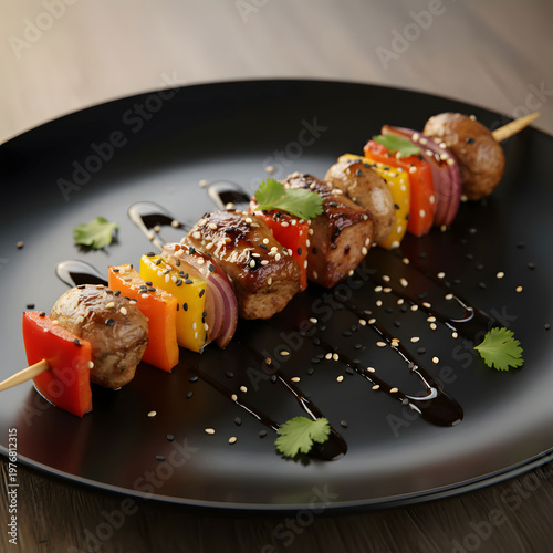Grilled chicken liver skewer in Asian style