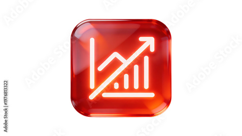 Economic Recession or No Growth Graphic Icon in Glossy Red Design